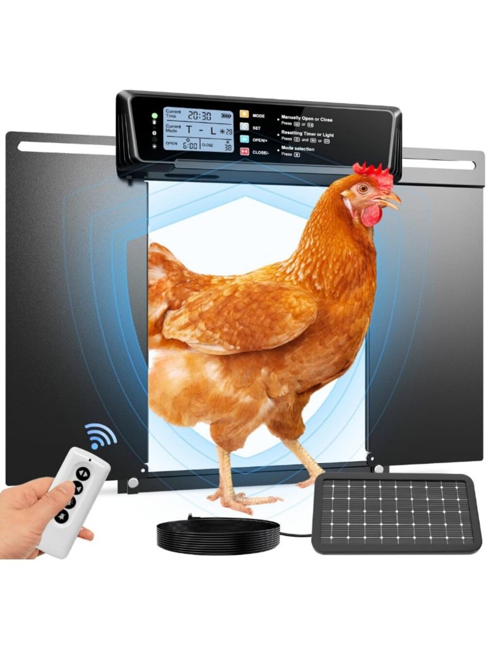 Solar-Powered Automatic Chicken Coop Door with Timer & Light Sensor - Easy